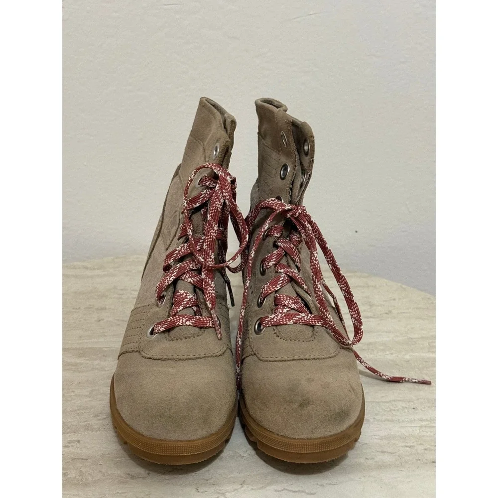 Sorel Kid Joan of Arctic Wedge Boot 4 Taupe Suede Sparkle Chic Gorp NY4556-264